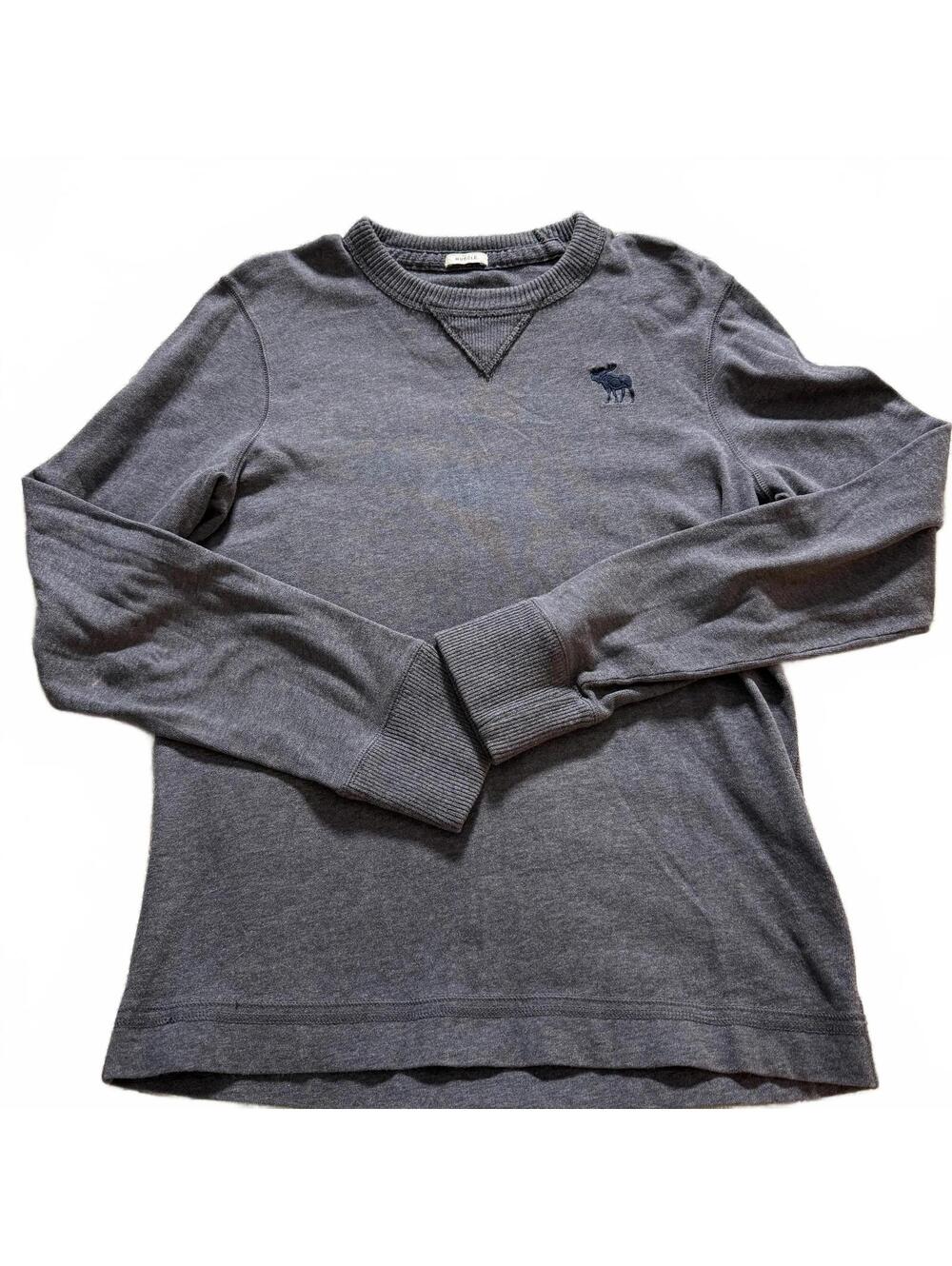 Abercrombie & Fitch Gray Mens SZ M Muscle‎ Sweatshirt/Sweater Moose Logo Preppy